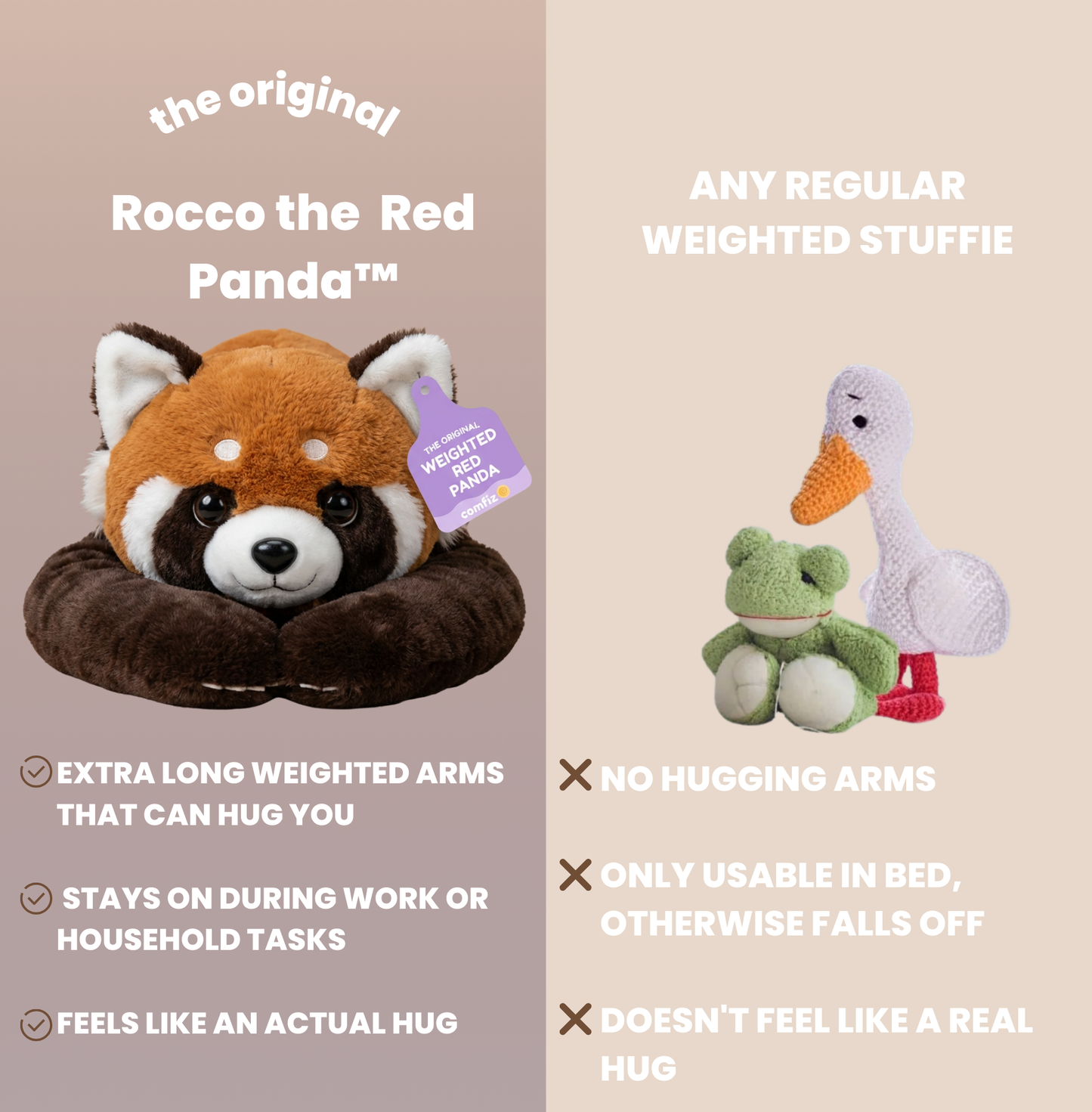Rocco the Weighted Red Panda™ — The weighted plushie whose arms actually hug you back