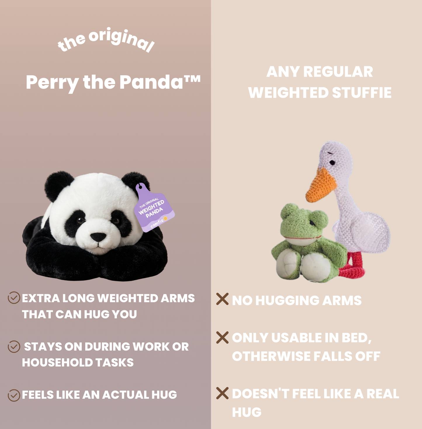 Perry the Weighted Panda™ — The weighted plushie whose arms actually hug you back