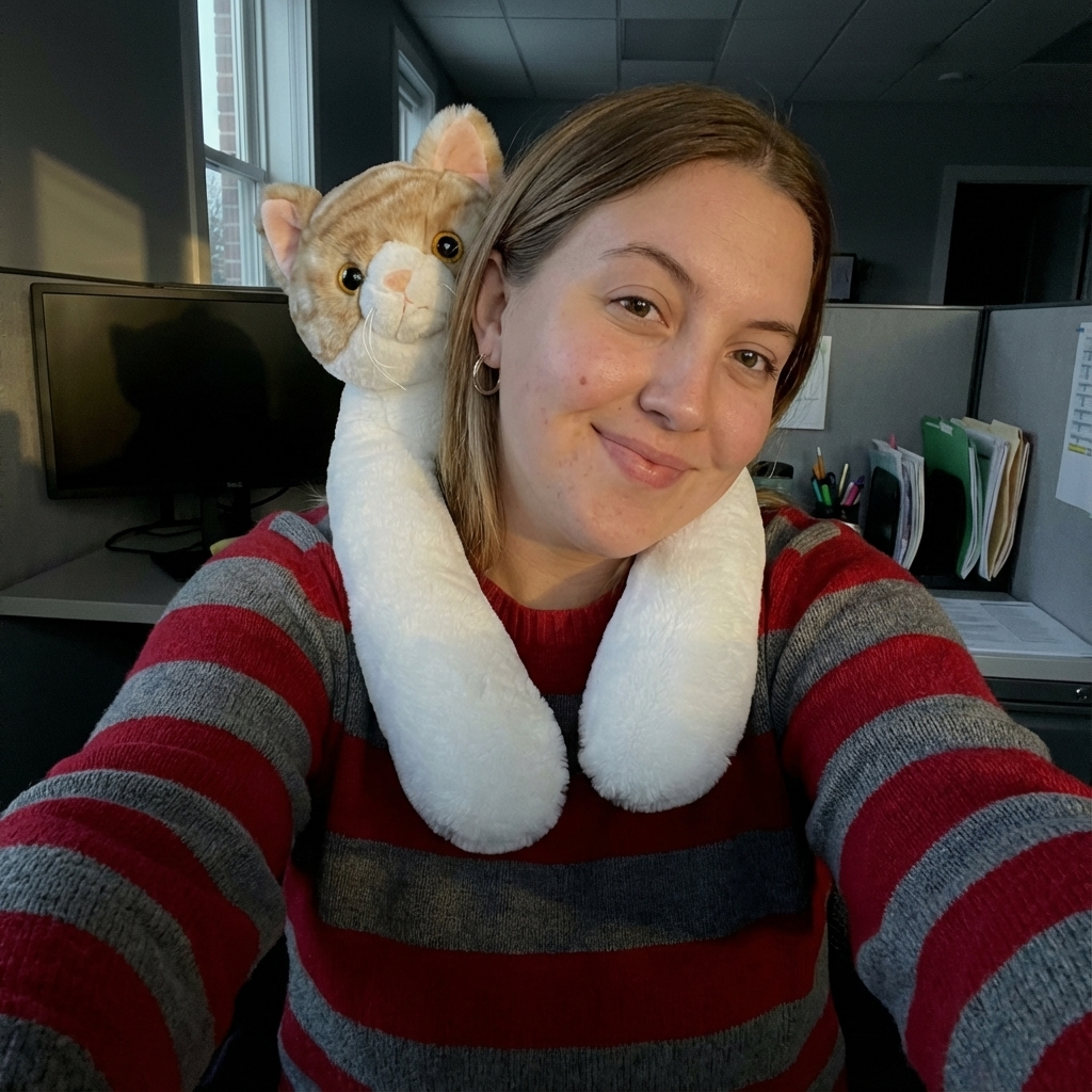 Cuddles the Weighted Cat™ — The weighted plushie whose arms actually hug you back
