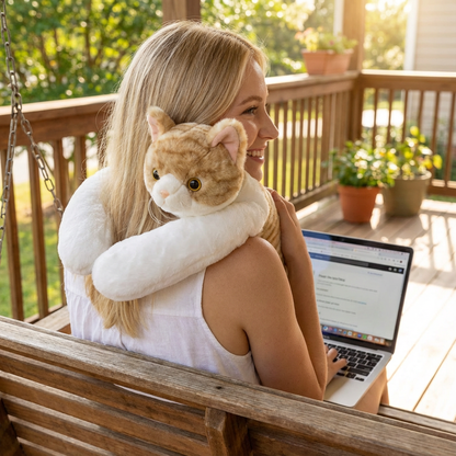 Cuddles the Weighted Cat™ — The weighted plushie whose arms actually hug you back