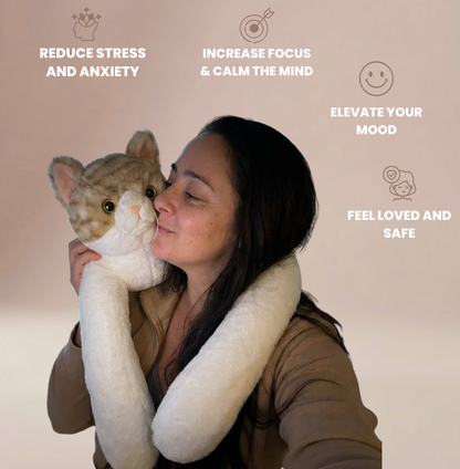 Cuddles the Weighted Cat™ — The weighted plushie whose arms actually hug you back
